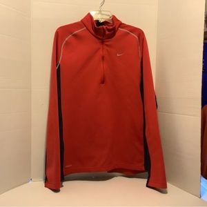 Nike Fit Therma Quarter Zip Mens XL Red Running  Pullover Jacket Sweater